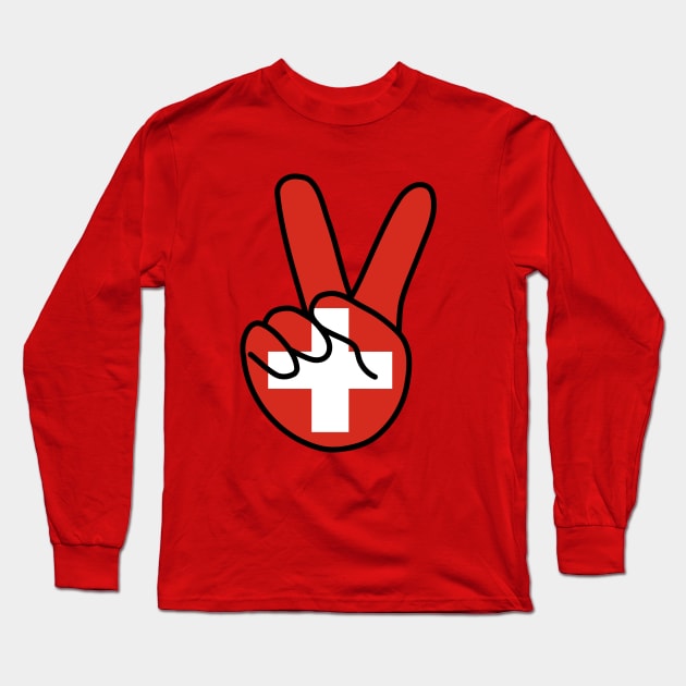 Switzerland Flag V Sign Long Sleeve T-Shirt by DiegoCarvalho